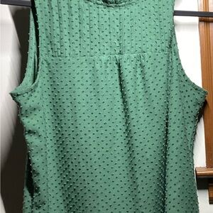 J. Crew Factory Textured Green Sleeveless Blouse